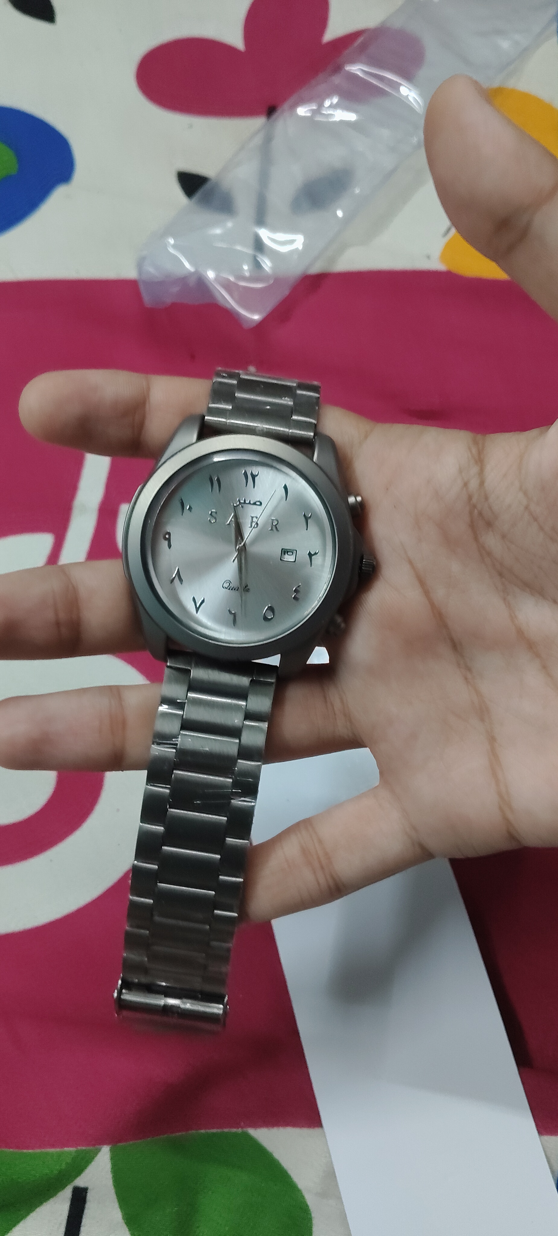 SABR ARABIC WATCH | SILVER WHITE | NEW DESIGN (SUITABLE FOR FEMALES) | ساعة صبر العربية | أبيض فضي | تصميم جديد | مناسب للإناث |, view 2